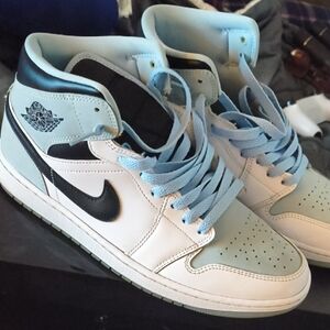 Nike Men's High-Top Sneakers - Light Blue and White